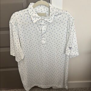 Men's White and Blue Polo Shirt